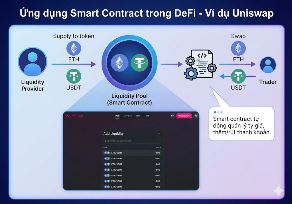 Ứng dụng smart contract trong DeFi - ví dụ Uniswap