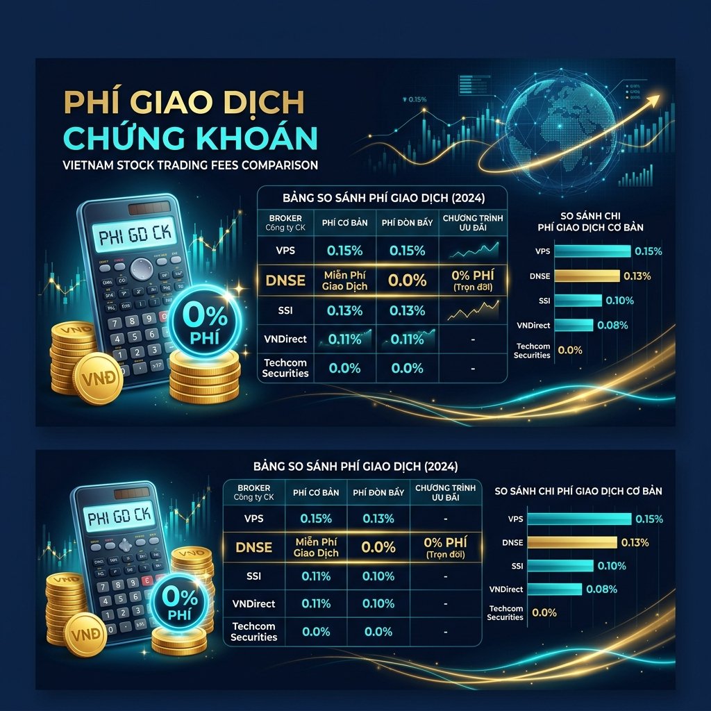 Phí Giao Dịch Chứng Khoán Là Gì? So Sánh Phí 5 CTCK Lớn Nhất Việt Nam 2025